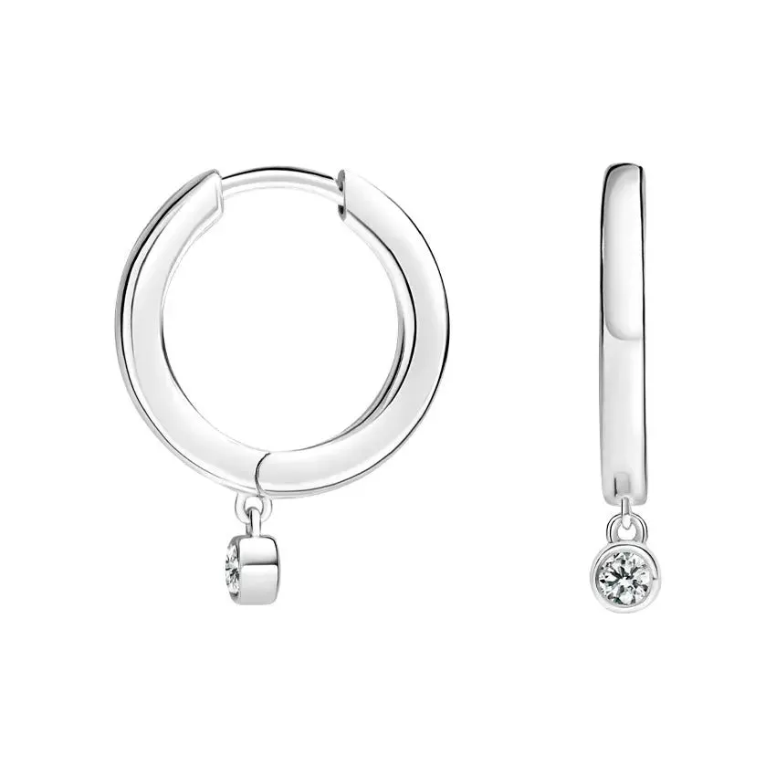 0.05CTW Huggies And Hoop Diamond Dangle Earrings