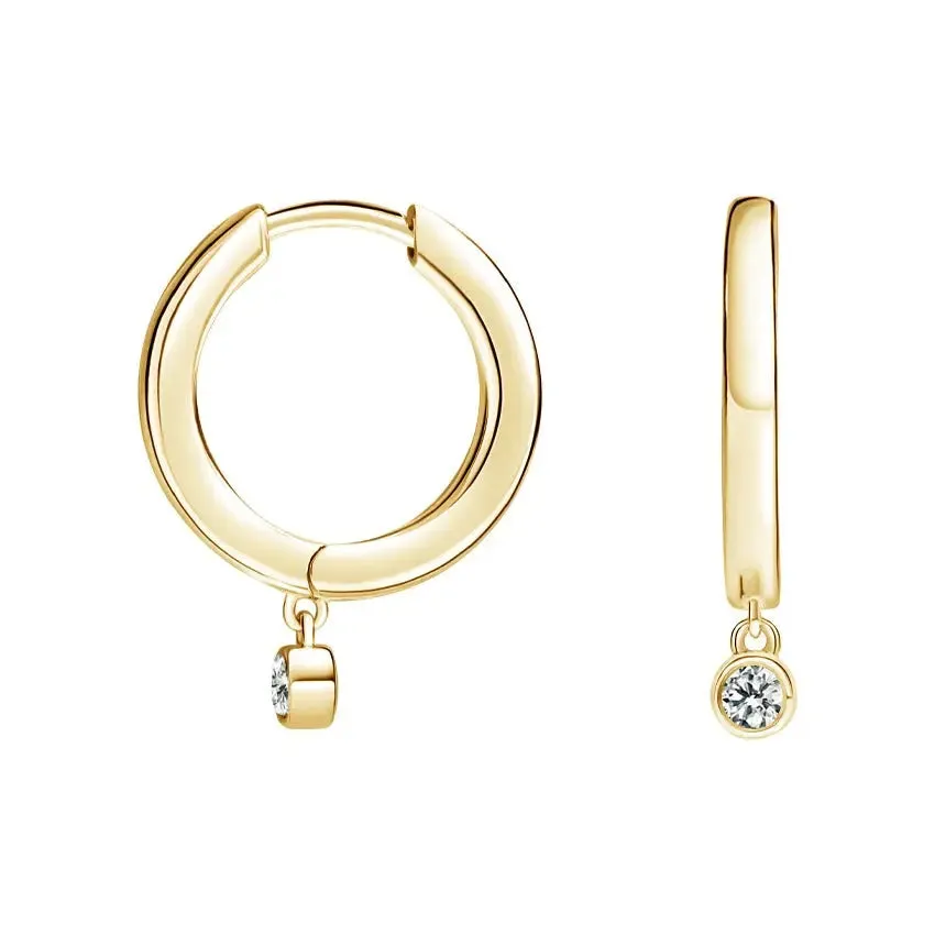 0.05CTW Huggies And Hoop Diamond Dangle Earrings