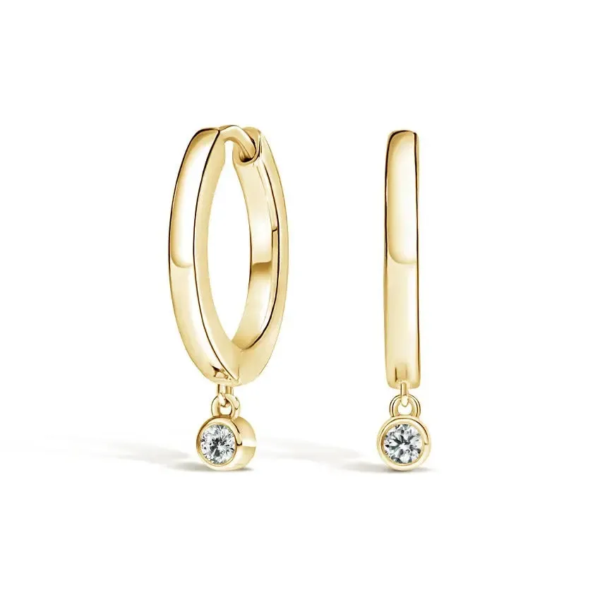 0.05CTW Huggies And Hoop Diamond Dangle Earrings