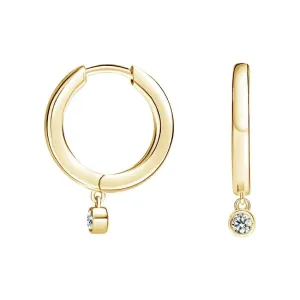0.05CTW Huggies And Hoop Diamond Dangle Earrings