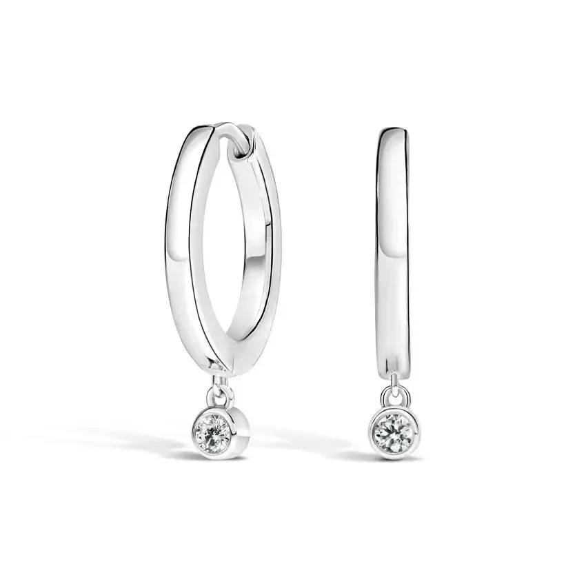 0.05CTW Huggies And Hoop Diamond Dangle Earrings