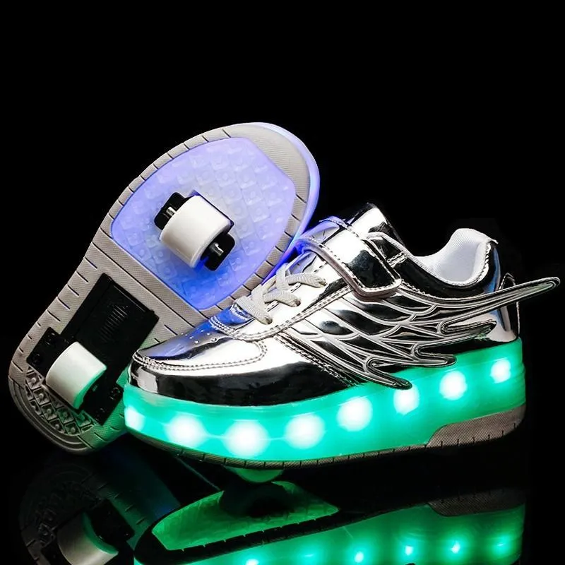 37 Size Double Wheel Led Wing Roller Skates