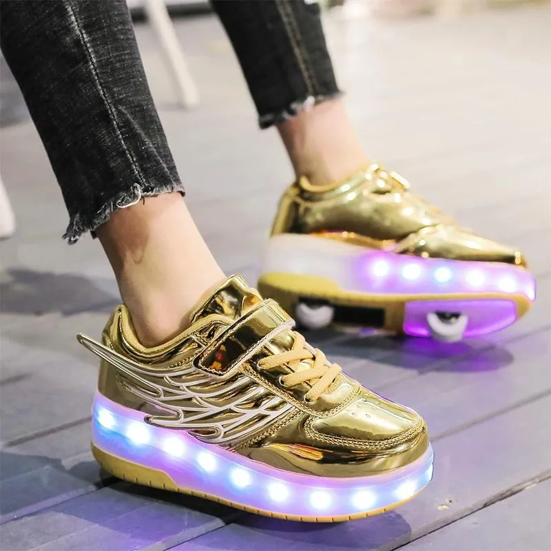 37 Size Double Wheel Led Wing Roller Skates