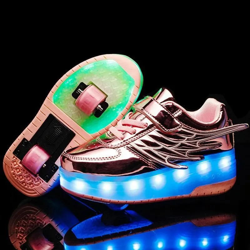 37 Size Double Wheel Led Wing Roller Skates