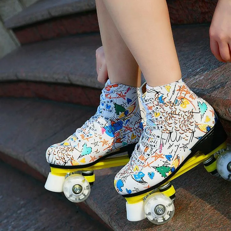 Adult Graffiti Double Row Roller Skates - Size 44