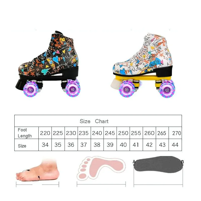 Adult Graffiti Double Row Roller Skates - Size 44