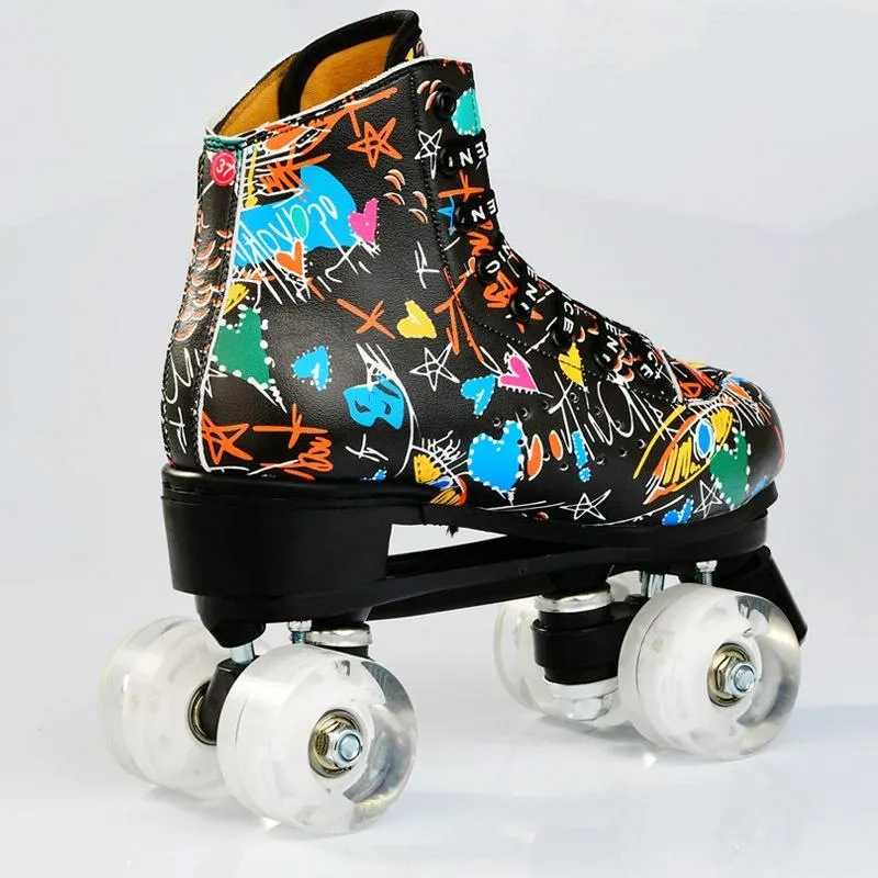 Adult Graffiti Double Row Roller Skates - Size 44