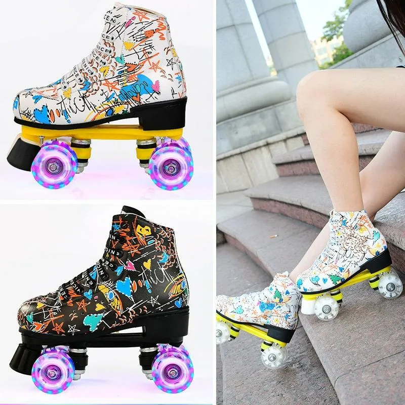 Adult Graffiti Double Row Roller Skates - Size 44