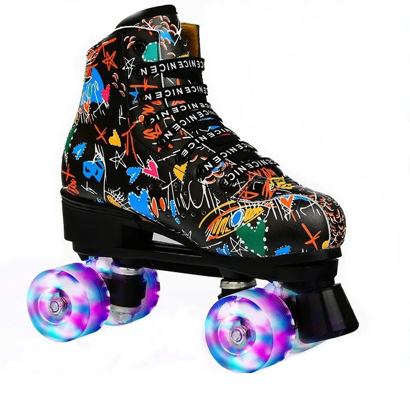 Adult Graffiti Double Row Roller Skates - Size 44
