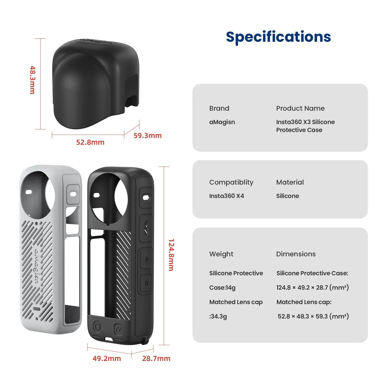 Amagisn Silicone Protective Cover for Insta360 X4