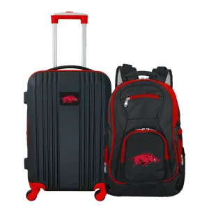 Arkansas Razorbacks 2 Piece Premium Colored Trim Backpack and Luggage Set