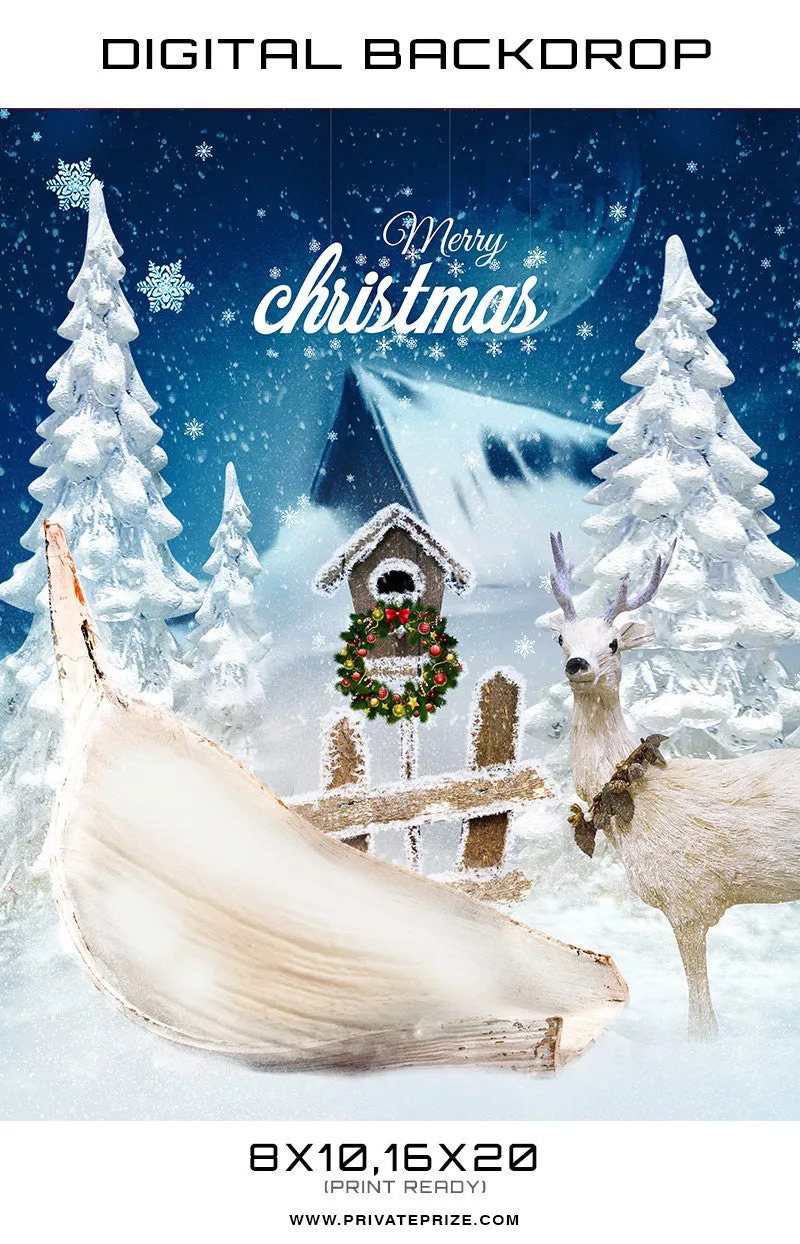 Baby Christmas Digital Backdrop Snow Photographer Template