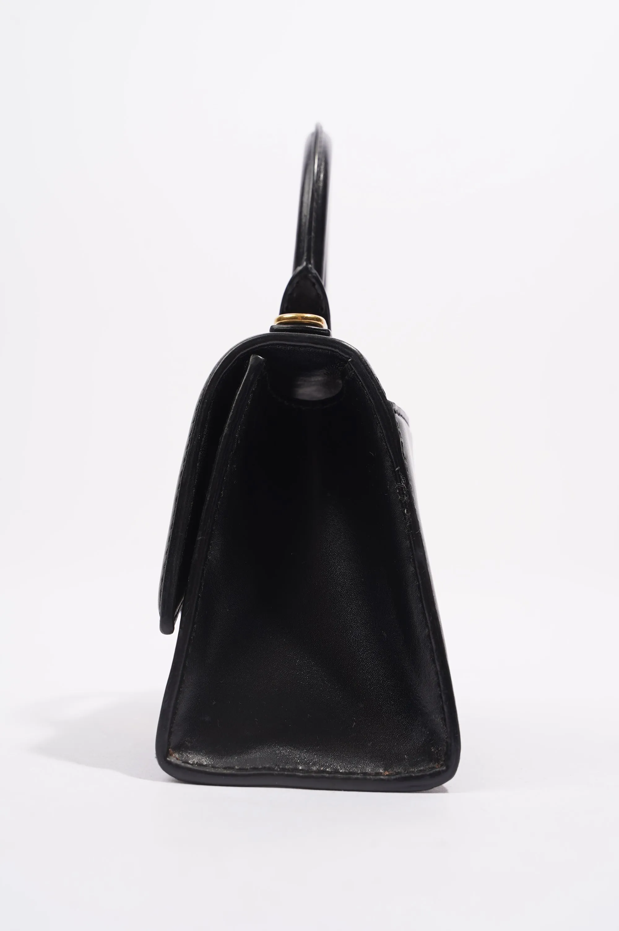 Balenciaga Womens Hourglass Crossbody Bag Black Leather XS
