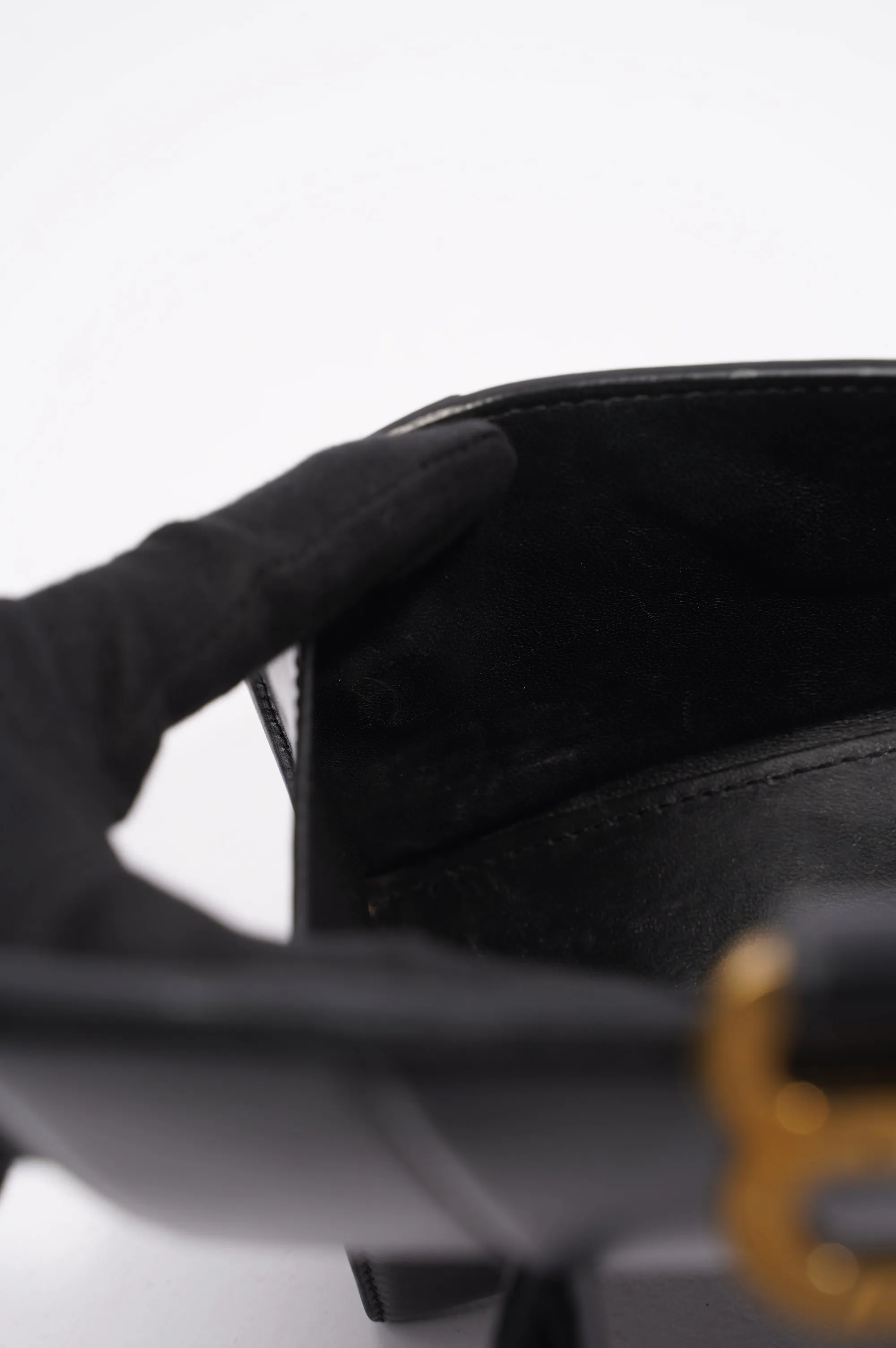 Balenciaga Womens Hourglass Crossbody Bag Black Leather XS