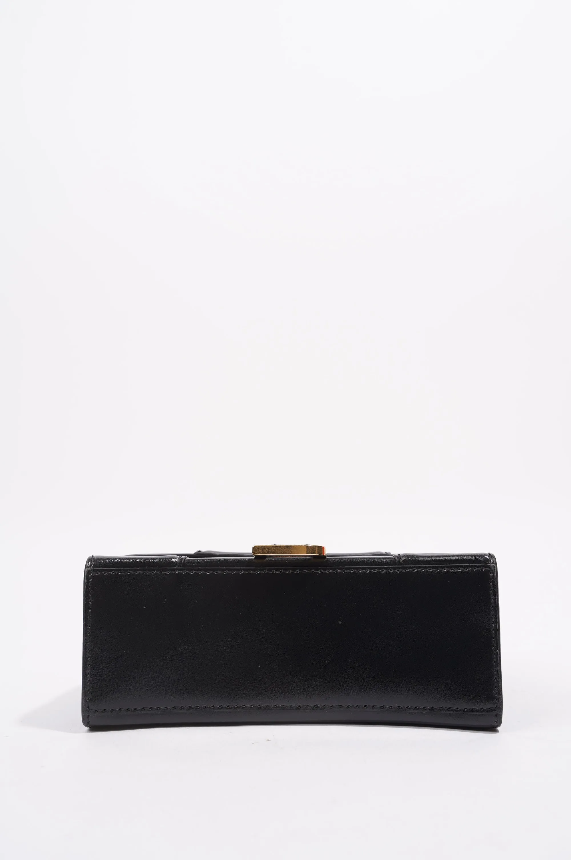 Balenciaga Womens Hourglass Crossbody Bag Black Leather XS