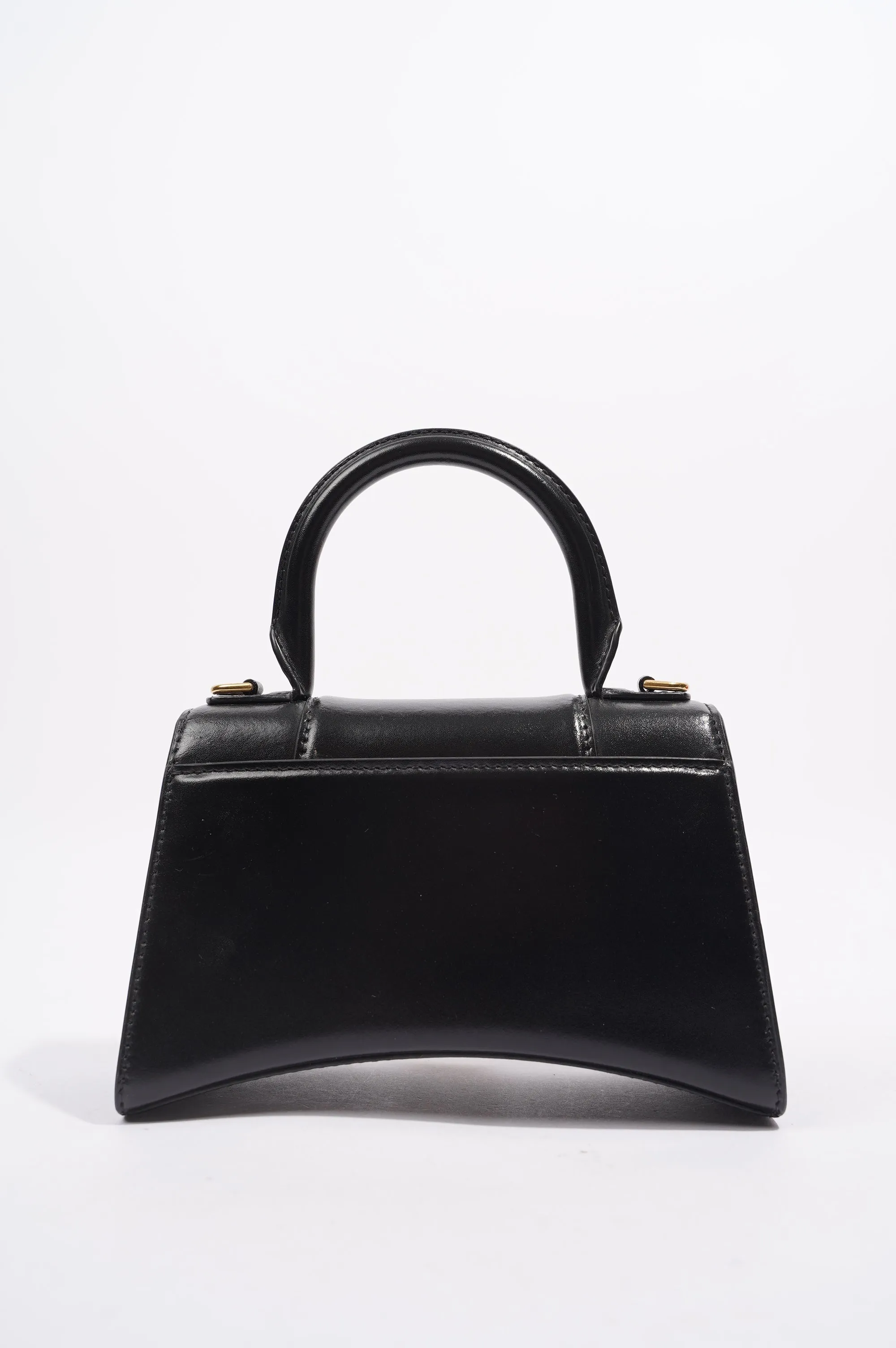 Balenciaga Womens Hourglass Crossbody Bag Black Leather XS