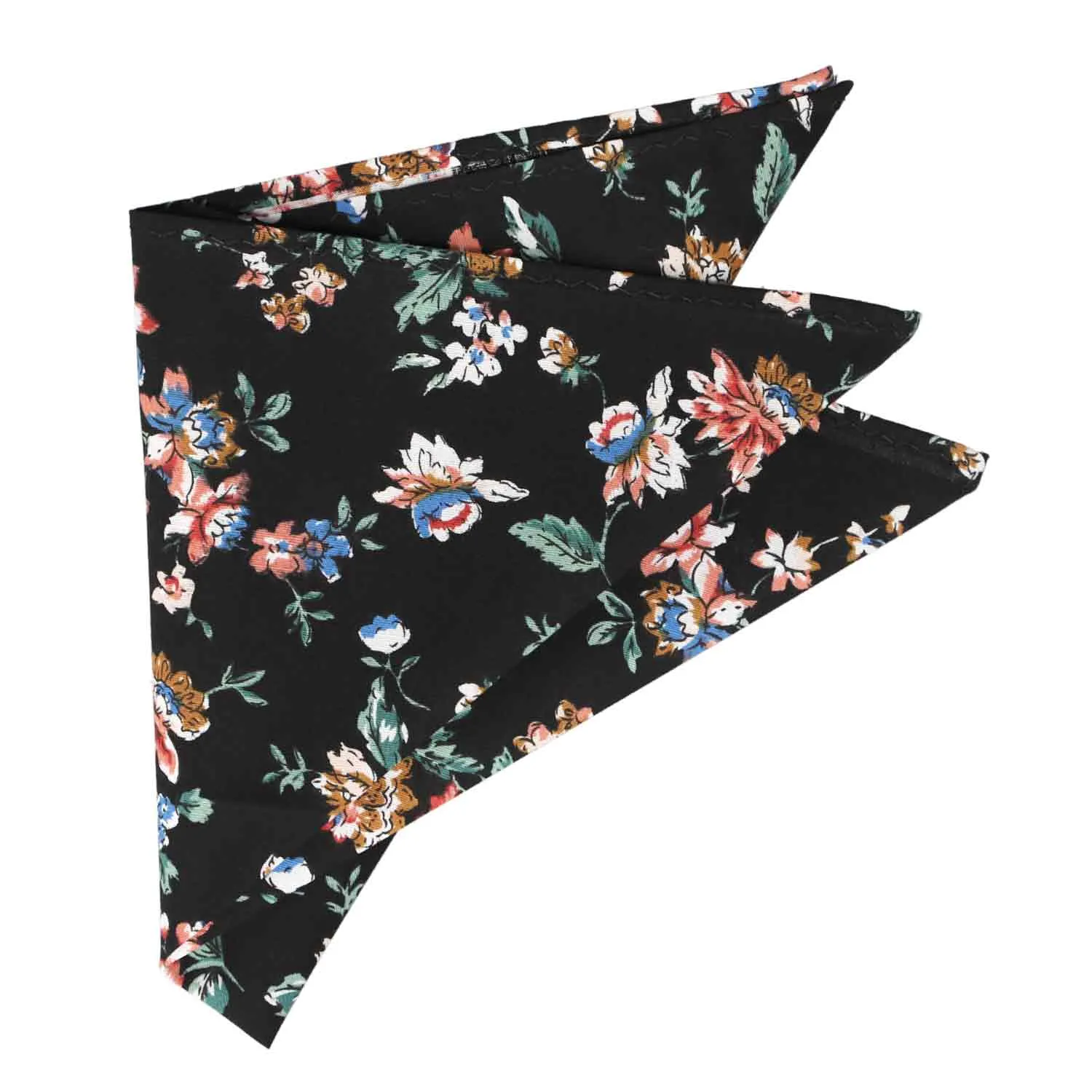 Black Stanton Floral Pocket Square