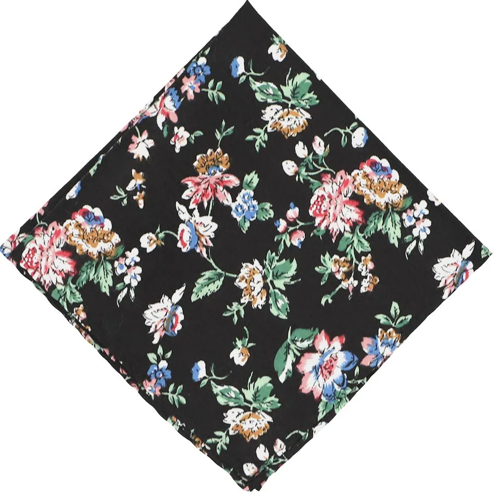 Black Stanton Floral Pocket Square