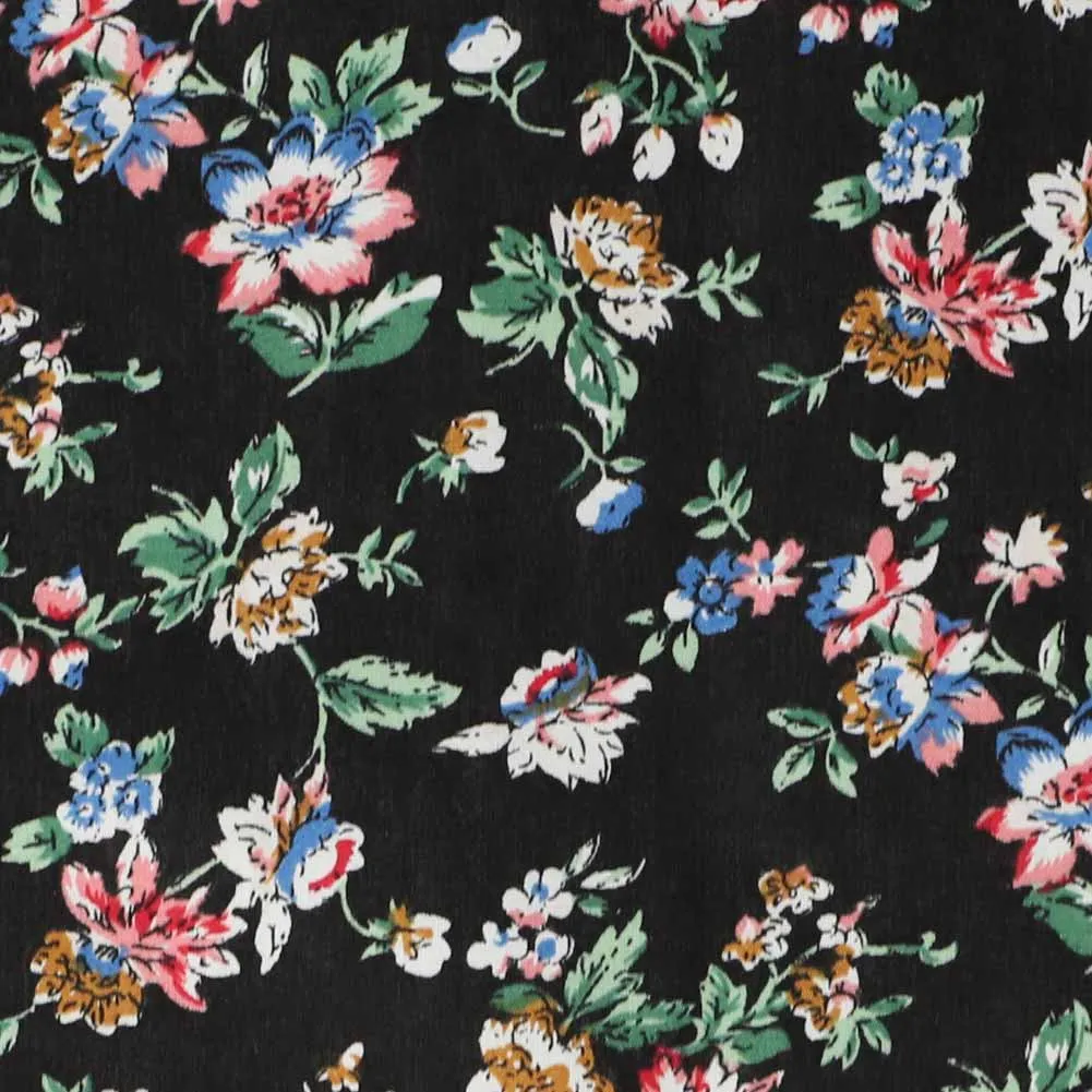 Black Stanton Floral Pocket Square