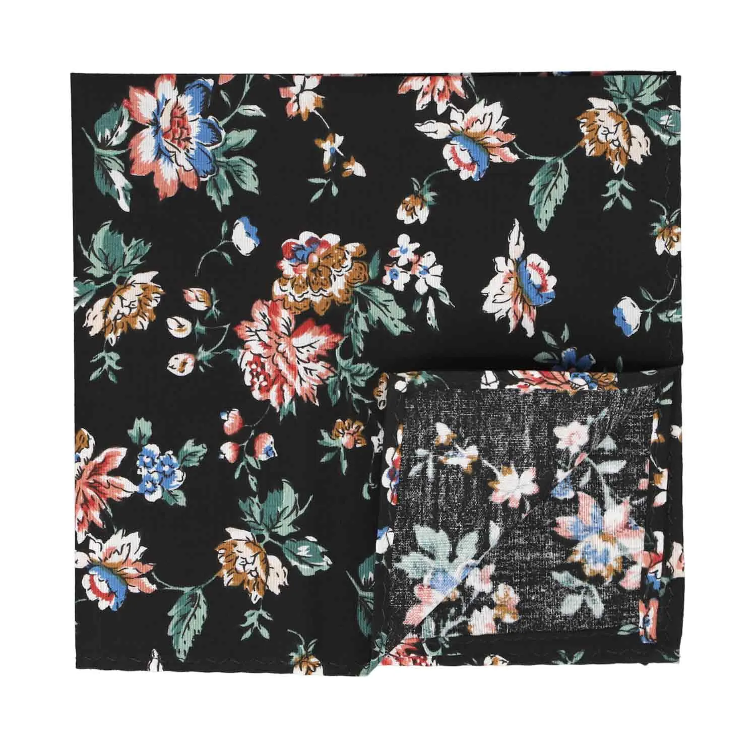 Black Stanton Floral Pocket Square