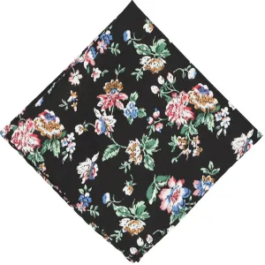 Black Stanton Floral Pocket Square