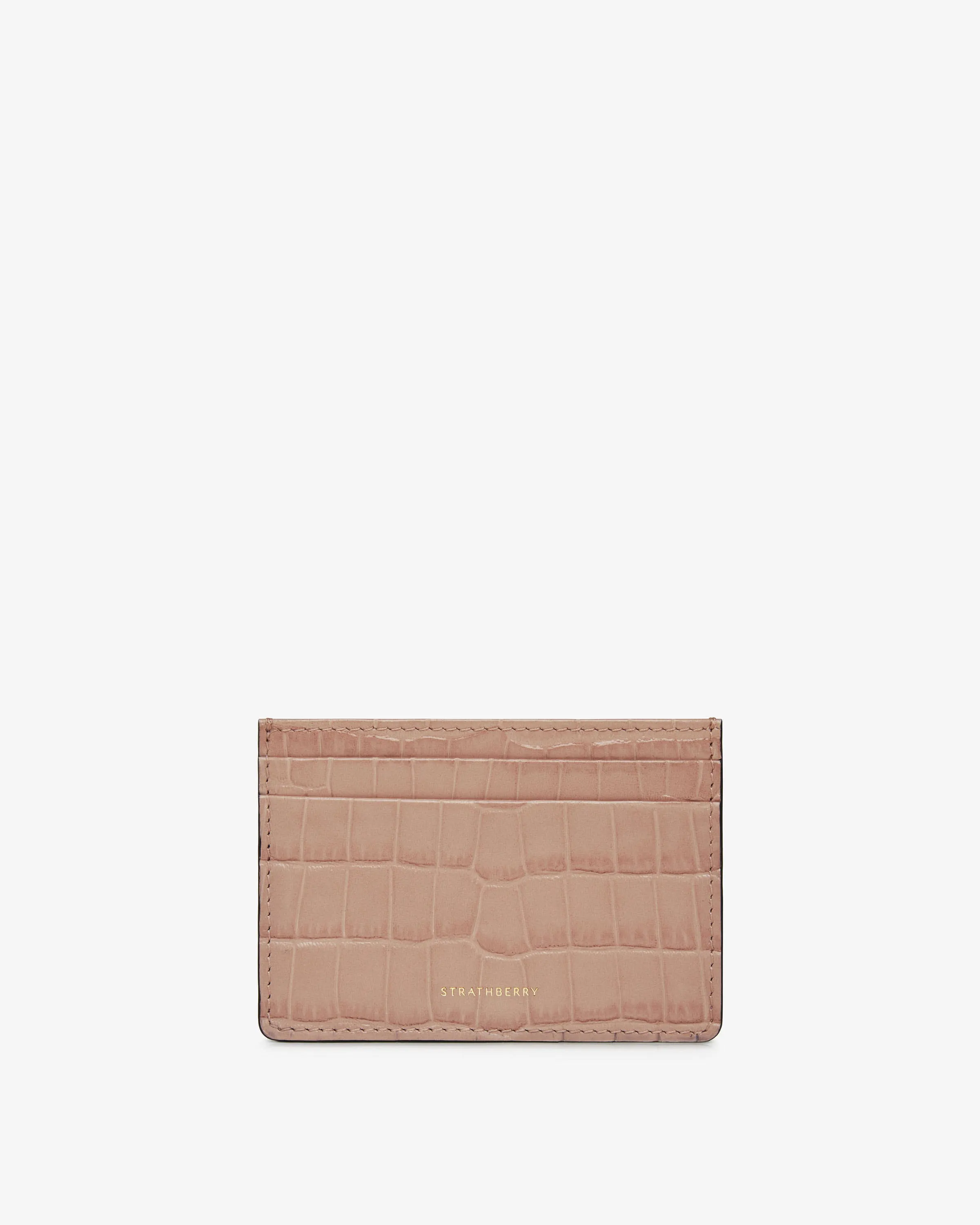 Cardholder - Croc-Embossed Leather Peony