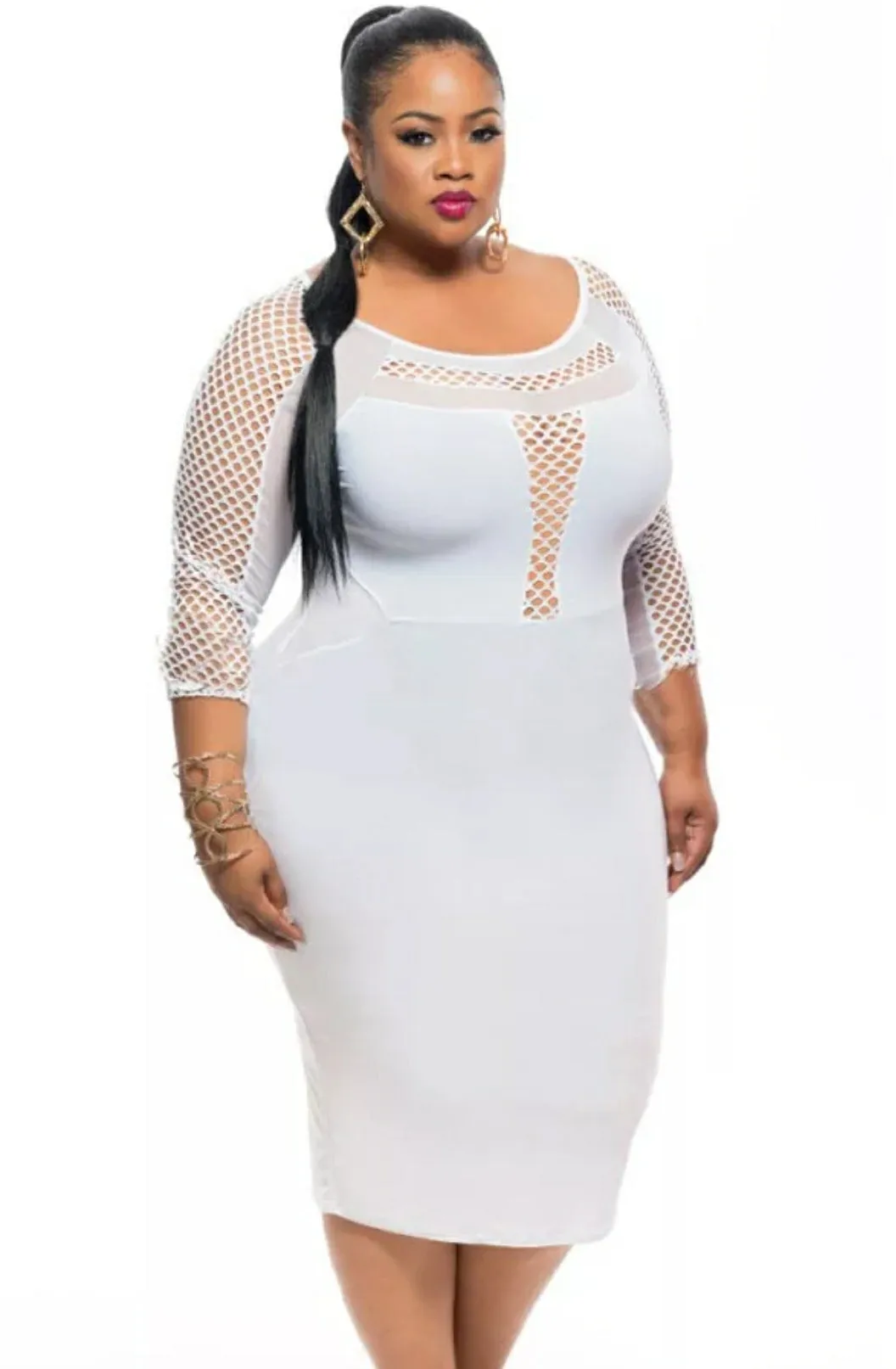 Desire Fishnet Plus Size Dress
