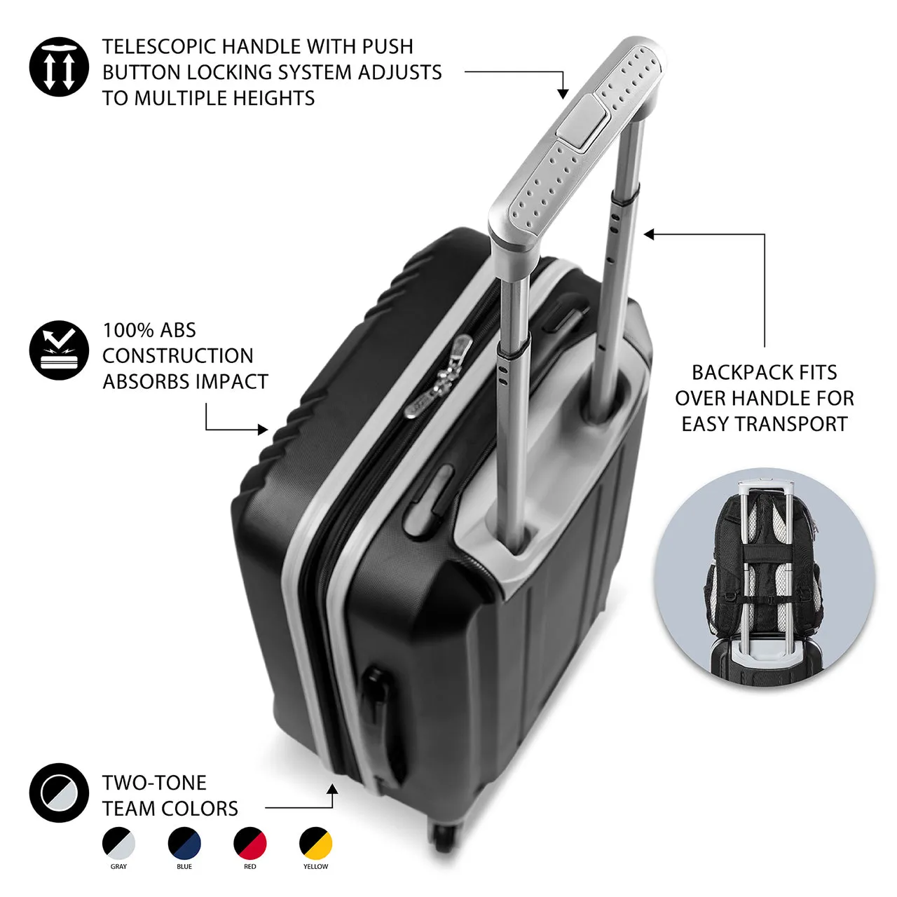 Detroit Tigers 2 Piece Premium Colored Trim Backpack and Luggage Set