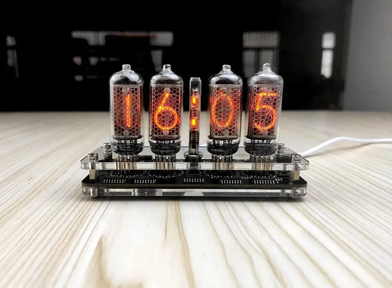DYKB 4-Digit IN-8 Nixie Clock - Vintage Retro Tube Display IN8 Nixie Clock