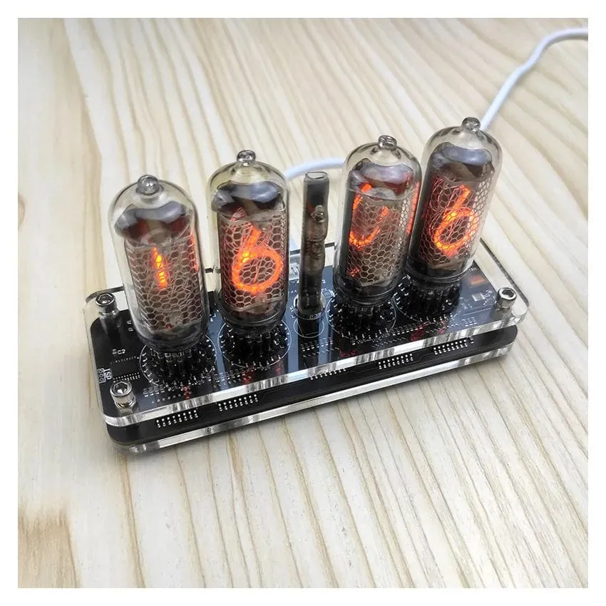 DYKB 4-Digit IN-8 Nixie Clock - Vintage Retro Tube Display IN8 Nixie Clock