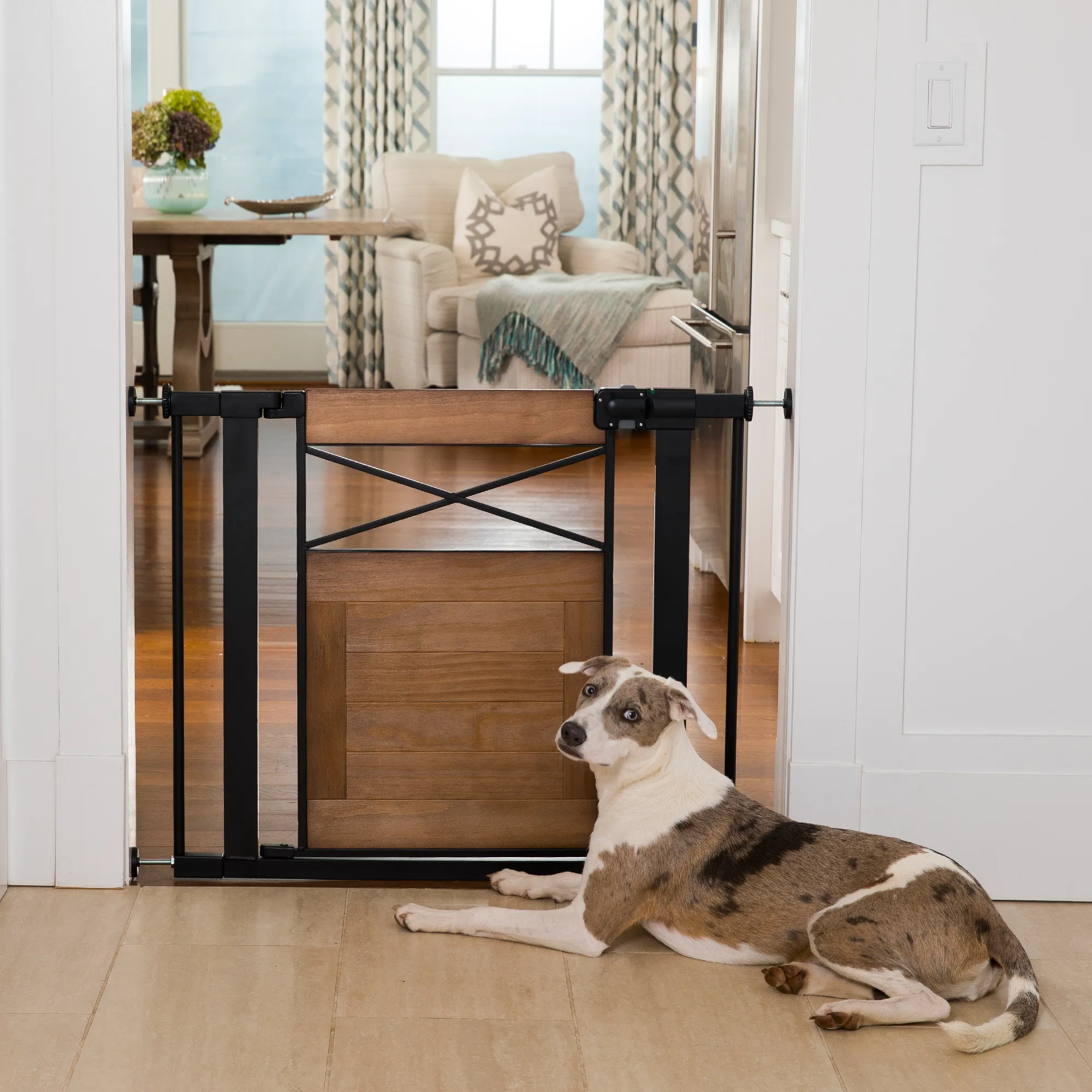 Easy Install Modern Farmhouse Baby Gate (Rustic)