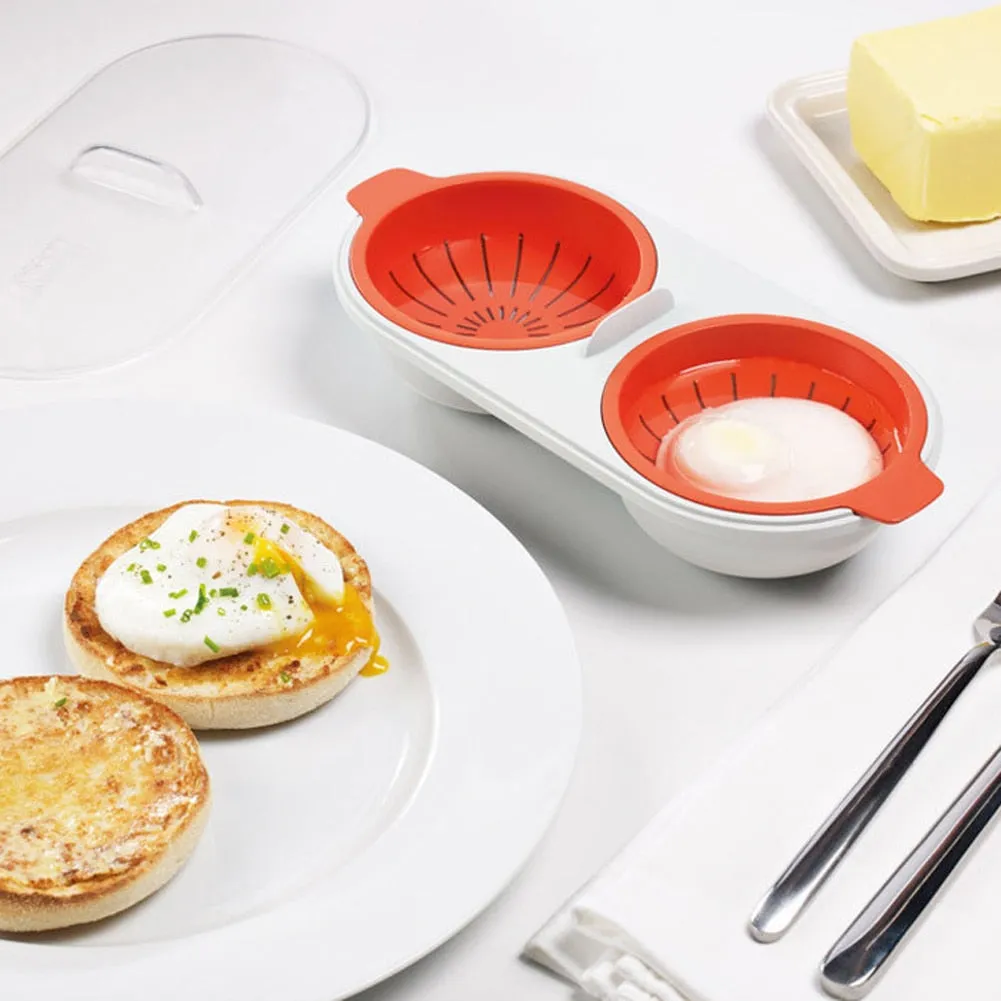 Egg Poacher Cookware Double Cup Egg Boiler Kitchen Steamed Egg Set