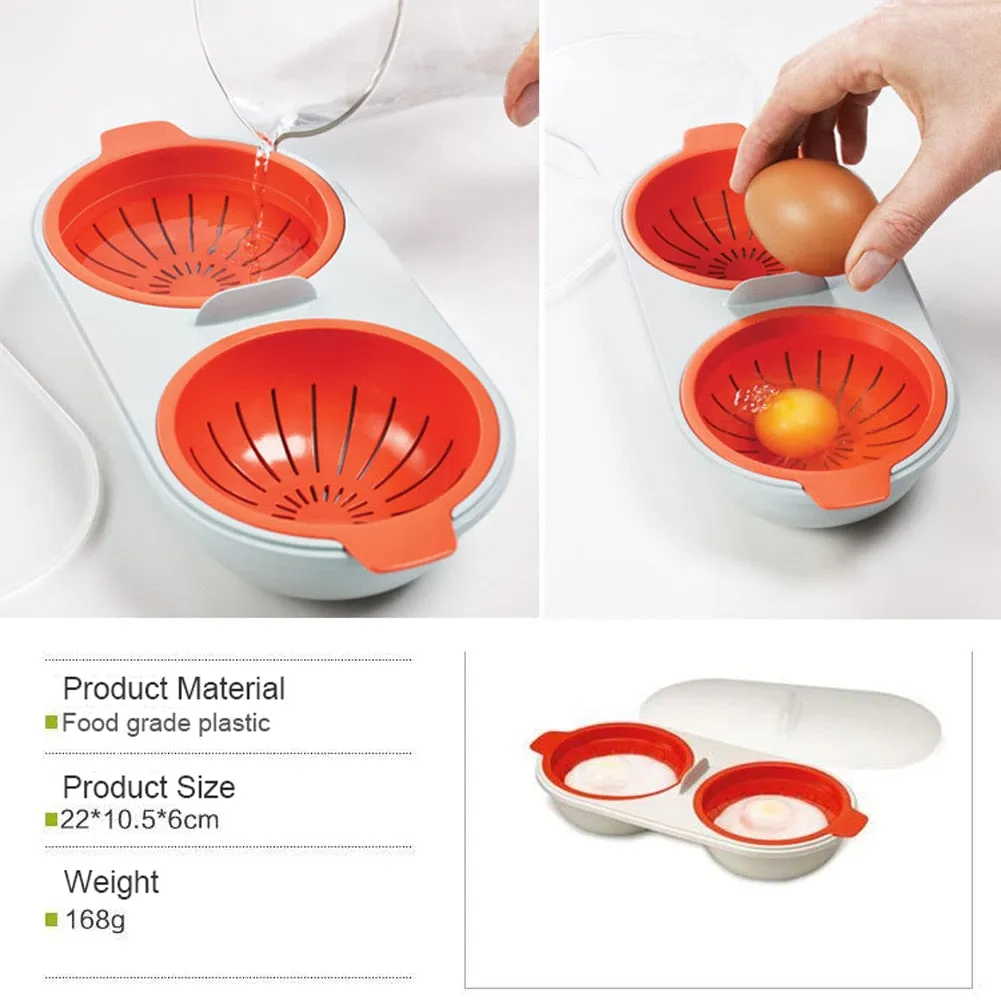 Egg Poacher Cookware Double Cup Egg Boiler Kitchen Steamed Egg Set