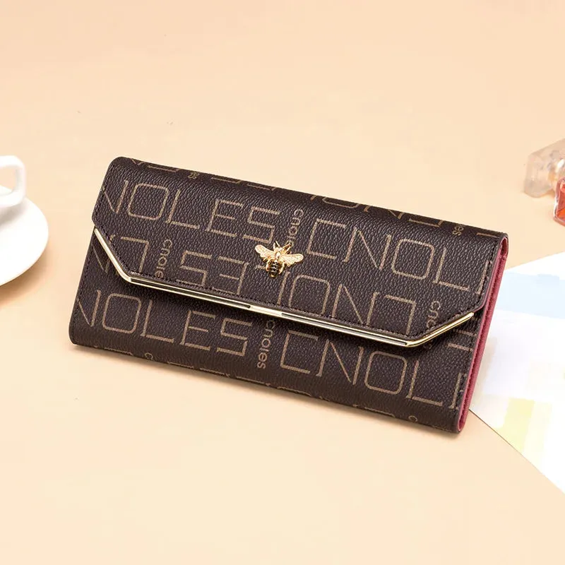 Elegant Animal Engraved Women's Long Leather Wallet