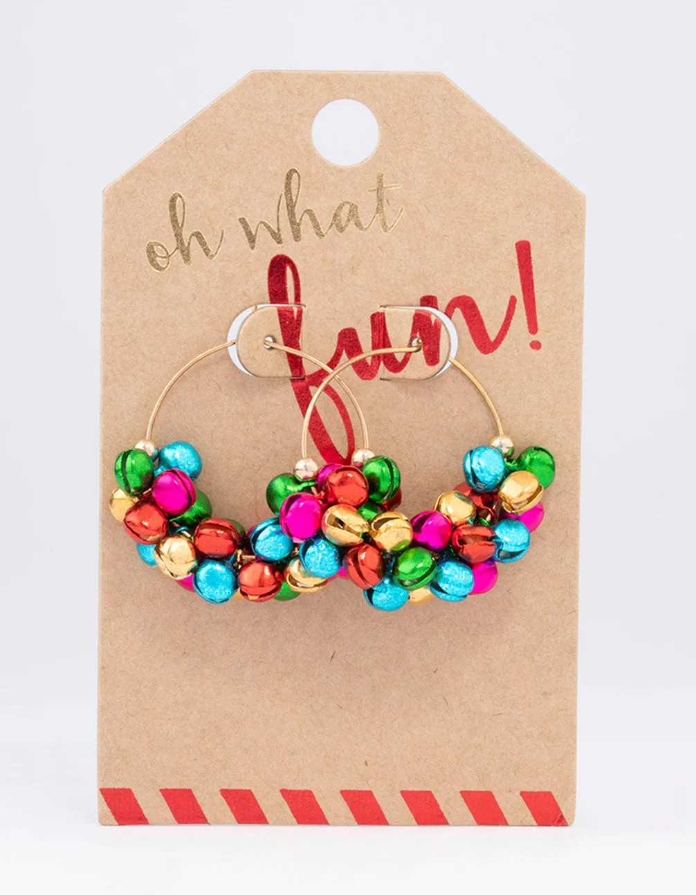Gold Colourful Bell Christmas Hoop Earrings