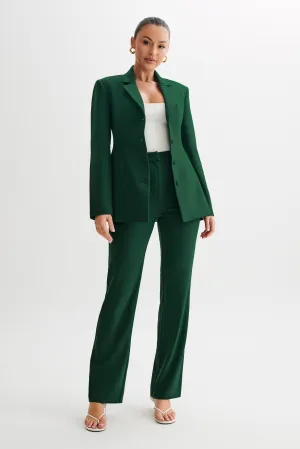Greer Hourglass Suiting Blazer - Forest Green