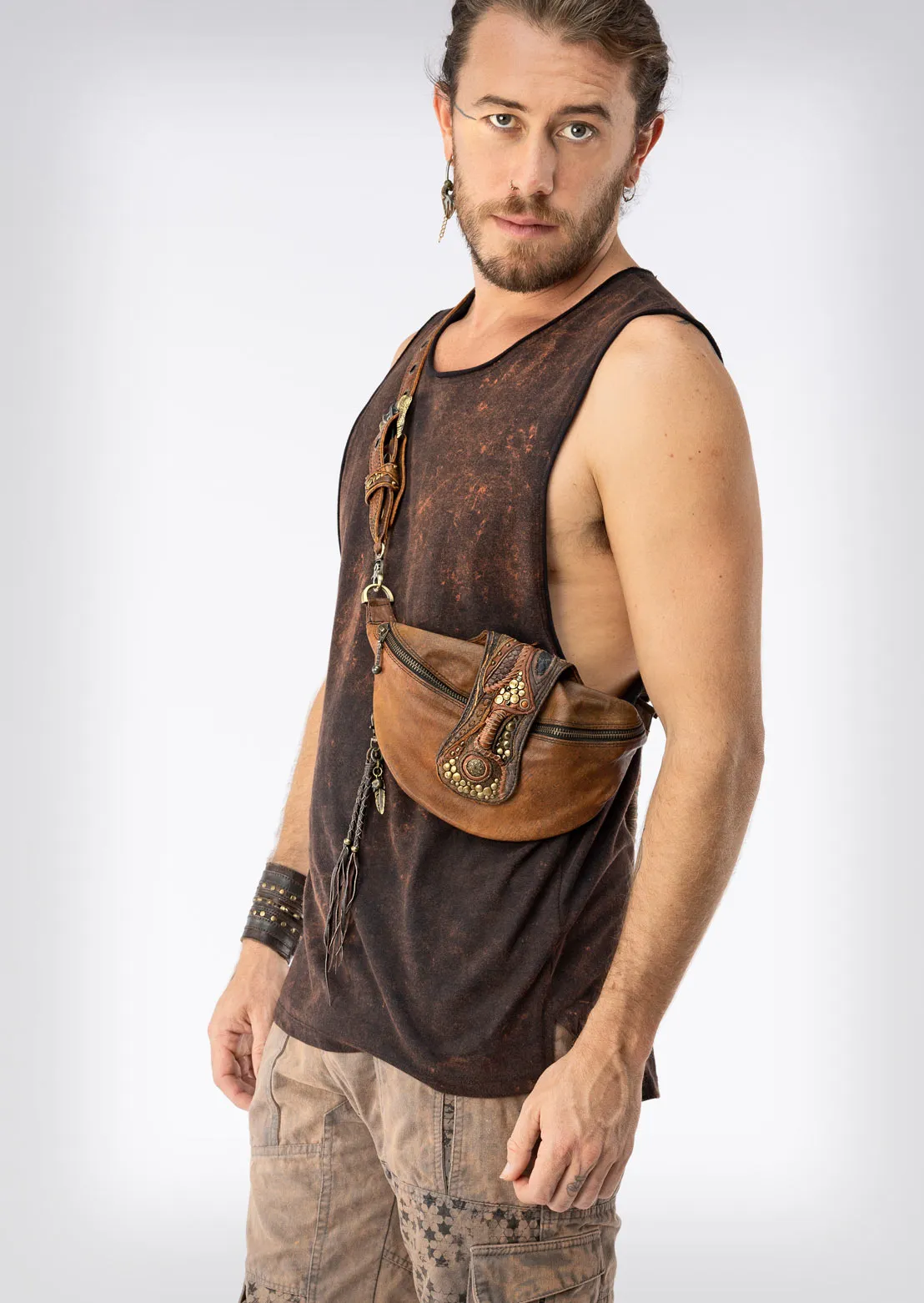 Handmade leather bum bag