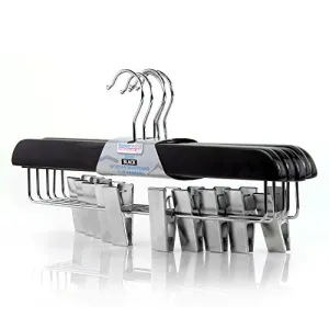 HANGERWORLD 5 Black Wooden 14.2inch Straight Adjustable Clip Coat Clothes Garment Hangers
