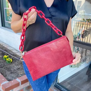 Jen & Co Izzy Lizard Crossbody Handbag - Red
