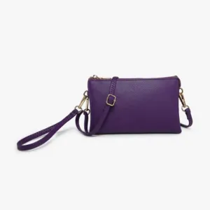 Jen & Co Riley Monogramable Three Compartment Crossbody Or Wristlet In Royal Purple