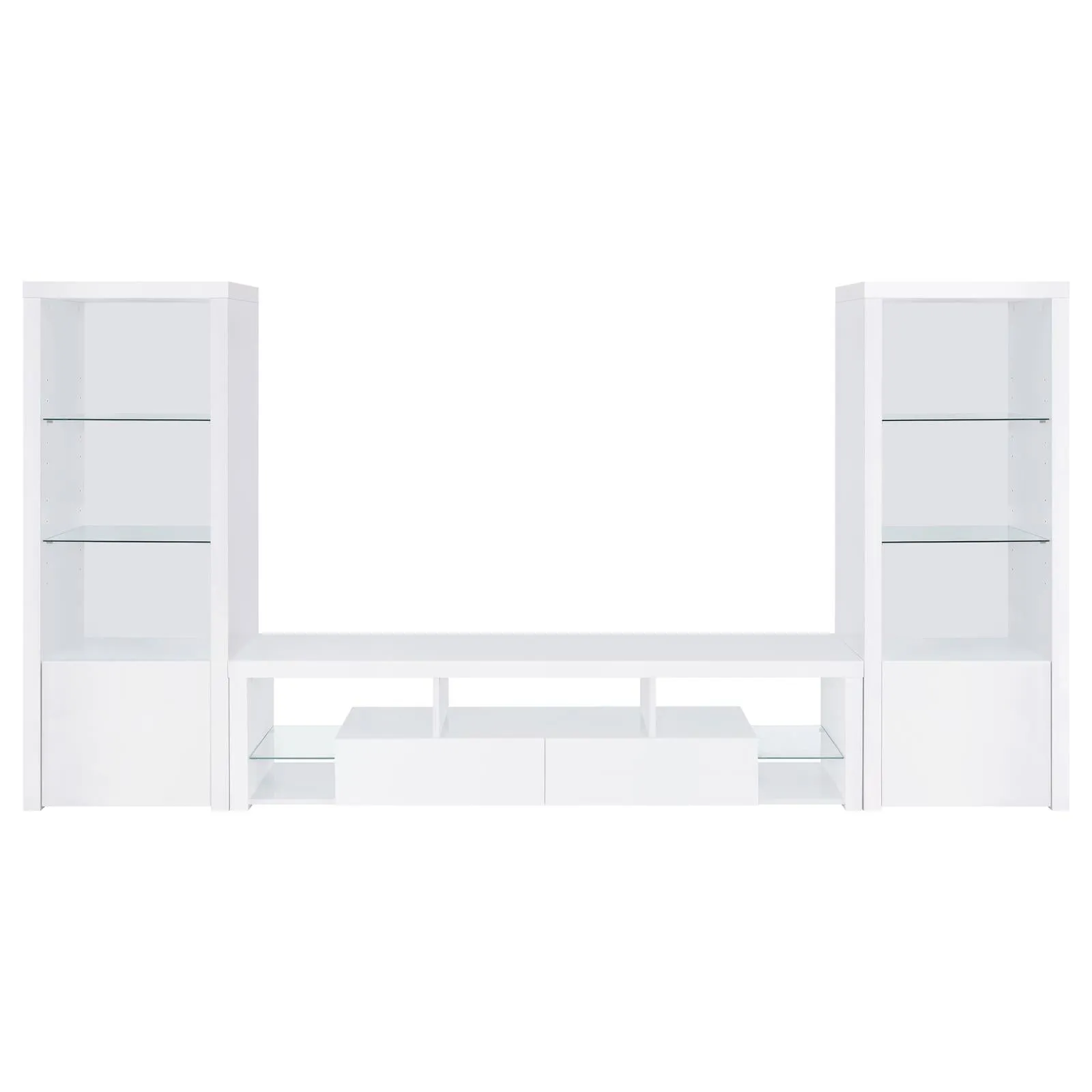 Jude 2-drawer 71" TV Stand With Shelving White High Gloss