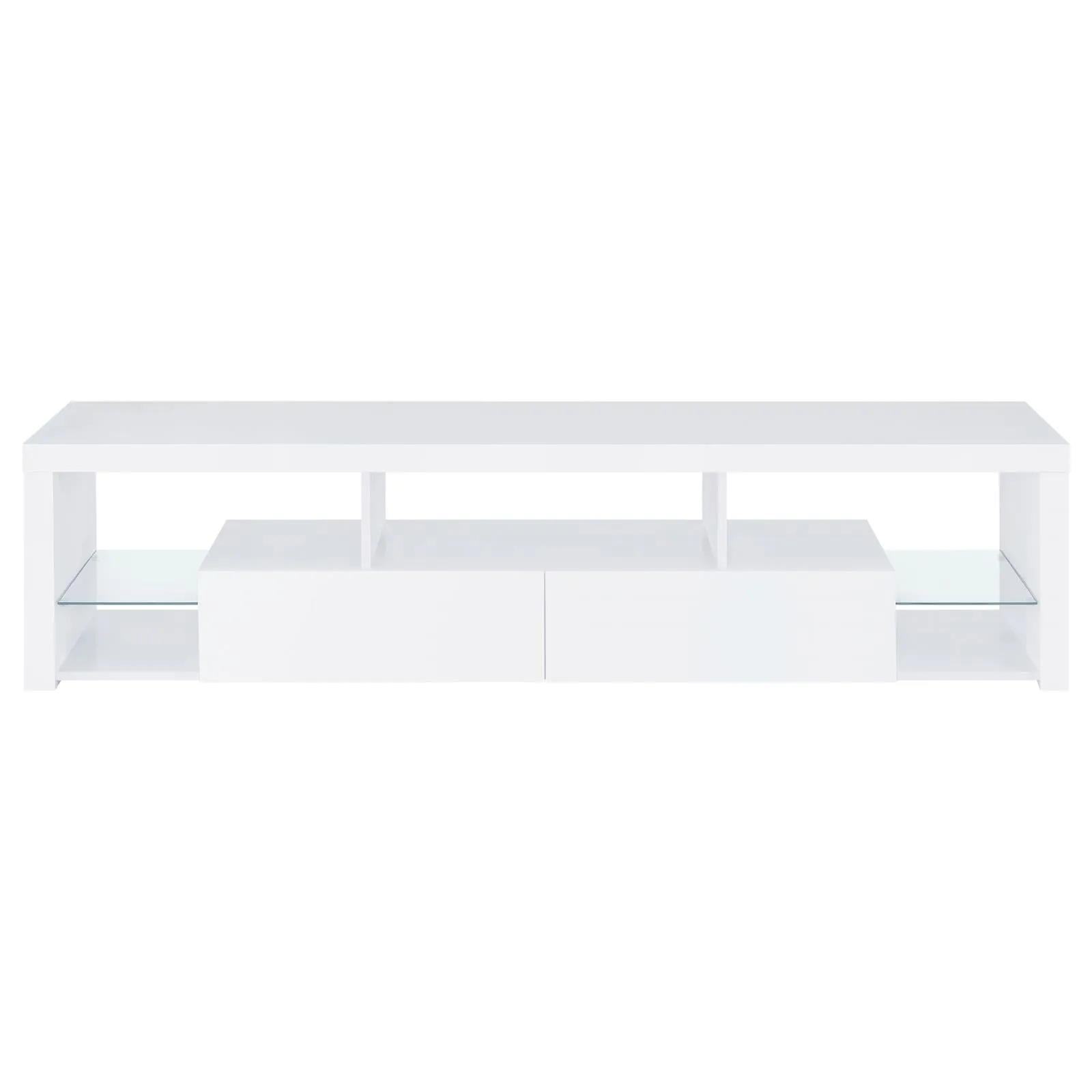 Jude 2-drawer 71" TV Stand With Shelving White High Gloss