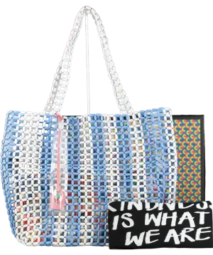 Kurt Geiger Blue Beaded Kensington Shopper Bag