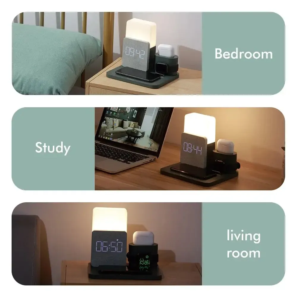 LED Light Bedside Lamp with Wireless Charger Dock