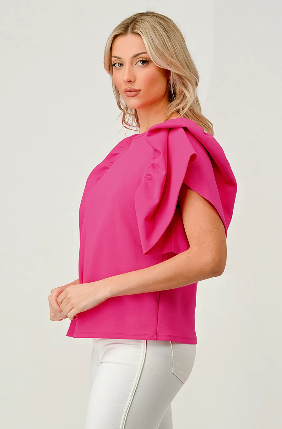 Let's Go Party Ruffle Sleeve Top - Pink