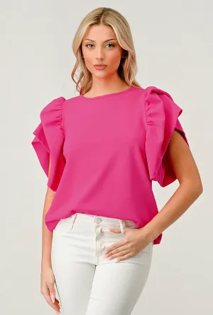Let's Go Party Ruffle Sleeve Top - Pink