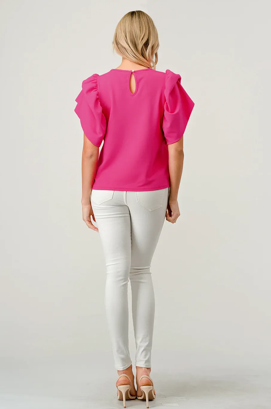 Let's Go Party Ruffle Sleeve Top - Pink