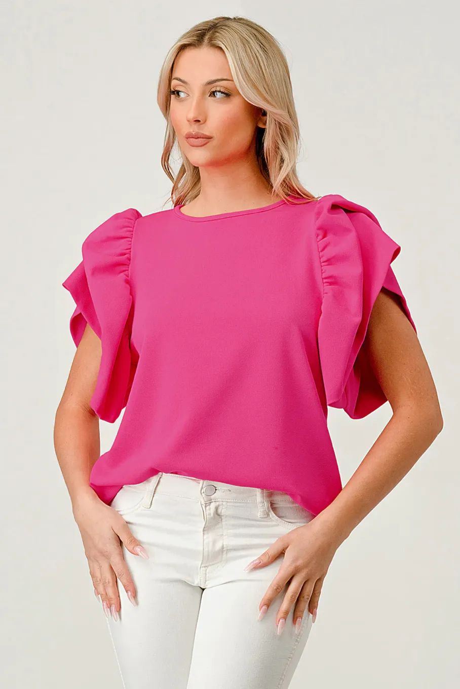 Let's Go Party Ruffle Sleeve Top - Pink