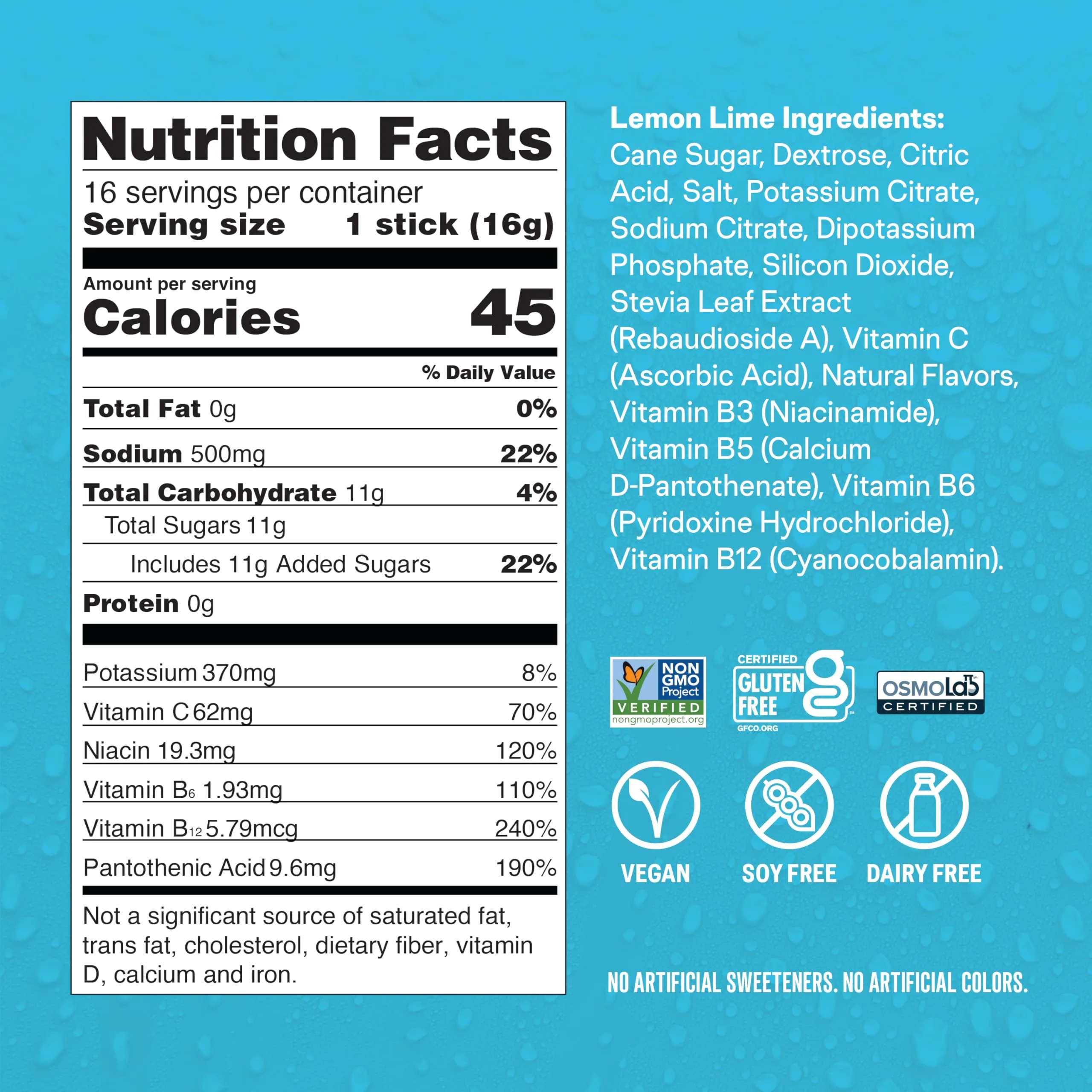 Liquid I.V. Hydration Multiplier - Lemon Lime | Electrolyte Powder Drink Mix | 1 Pack (16 Servings)