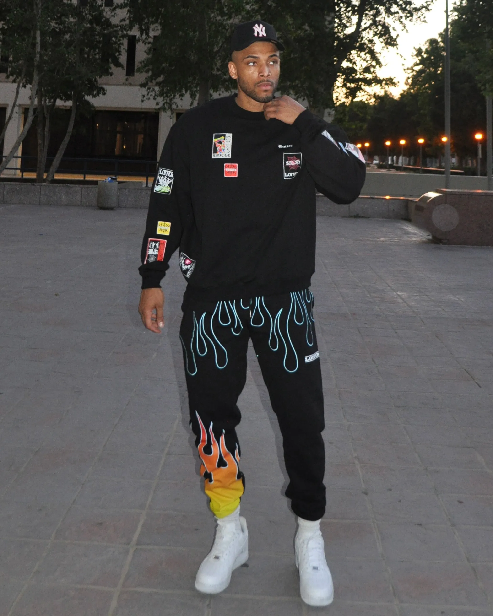 Loiter Patchwork Crewneck Black